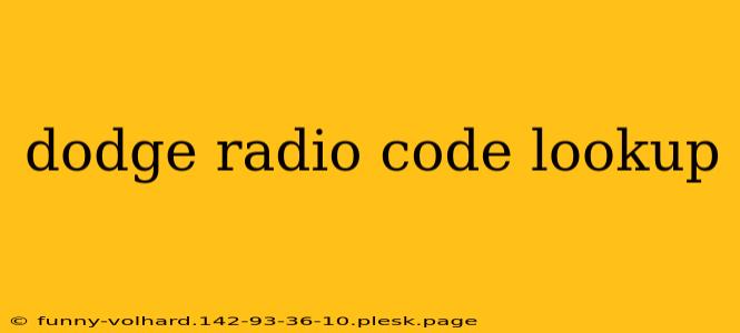 dodge radio code lookup